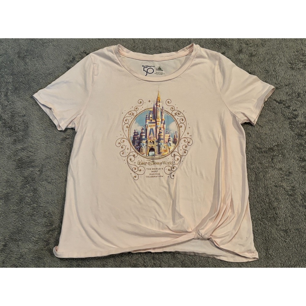 Walt Disney World 50th Anniversary Castle Knotted Ladies Shirt Size L